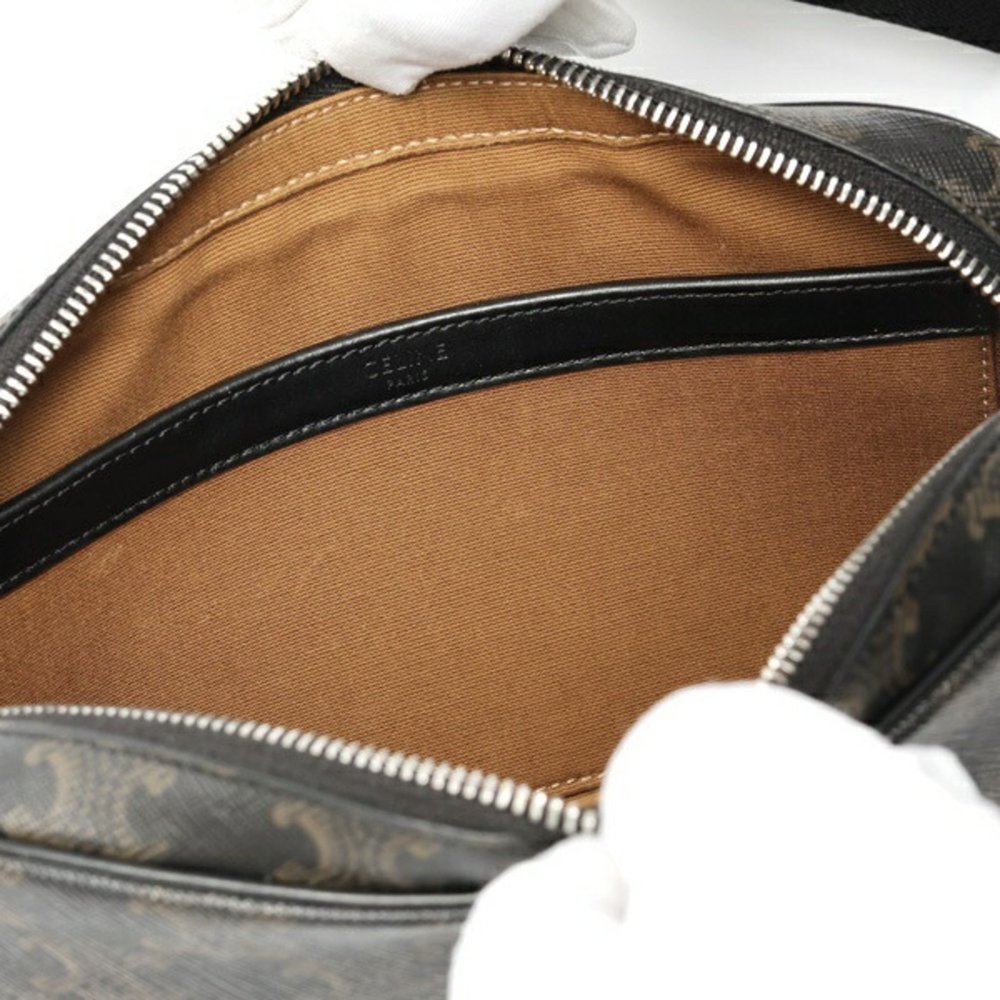 Celine Medium Bag 197202DND.38OS Triomphe Canvas Black E-158345 - Picture 6 of 8